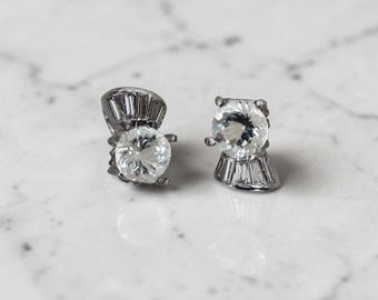 Pendientes Art Déco de platino, diamantes y aguamarina / Circa 1930 Reinterpretados / Petra