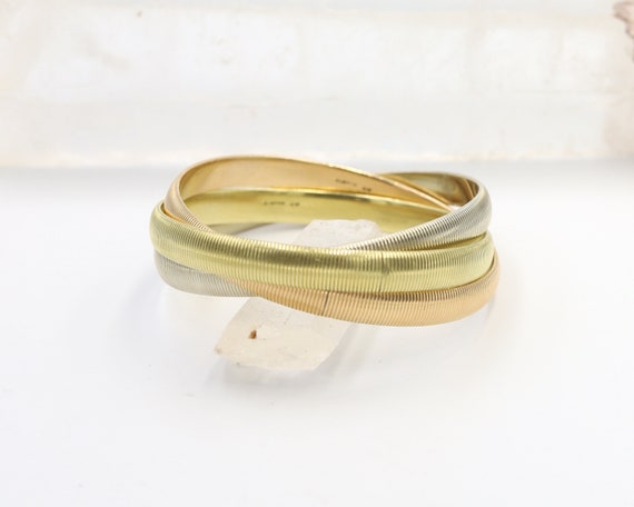 14K Tri-Color Gold Trinity Rolling Bangle Bracele… - image 5