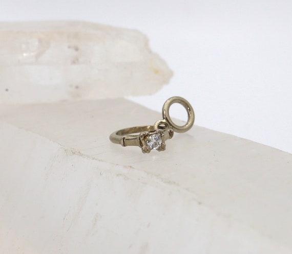 Vintage Diamond Engagement Ring Charm / Solitaire… - image 1
