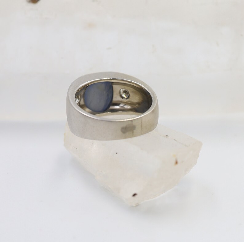 Men's Sapphire Ring Natural Cabochon Sapphire & Diamonds JL386 image 7