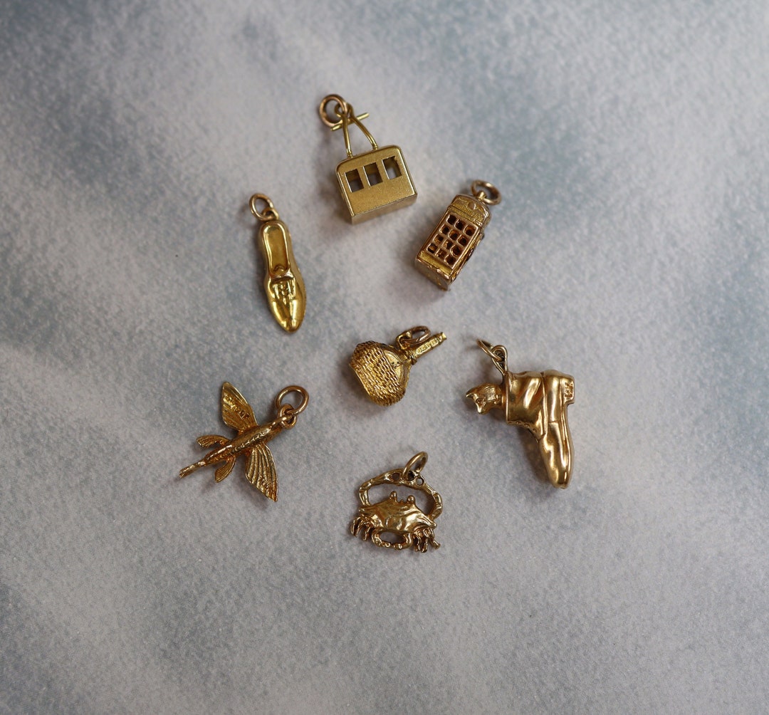 Gold Vintage Charms / Victorian Charms / Hallmarked Gold Etsy