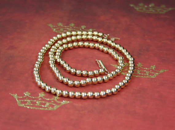 14kt gold bead necklace