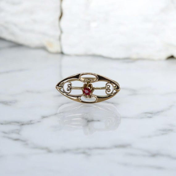 Art Nouveau Ruby Ring Conversion - image 3