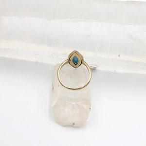 Victorian Turquoise and Pearl Navette Ring in 14k Yellow Gold JL877 image 4