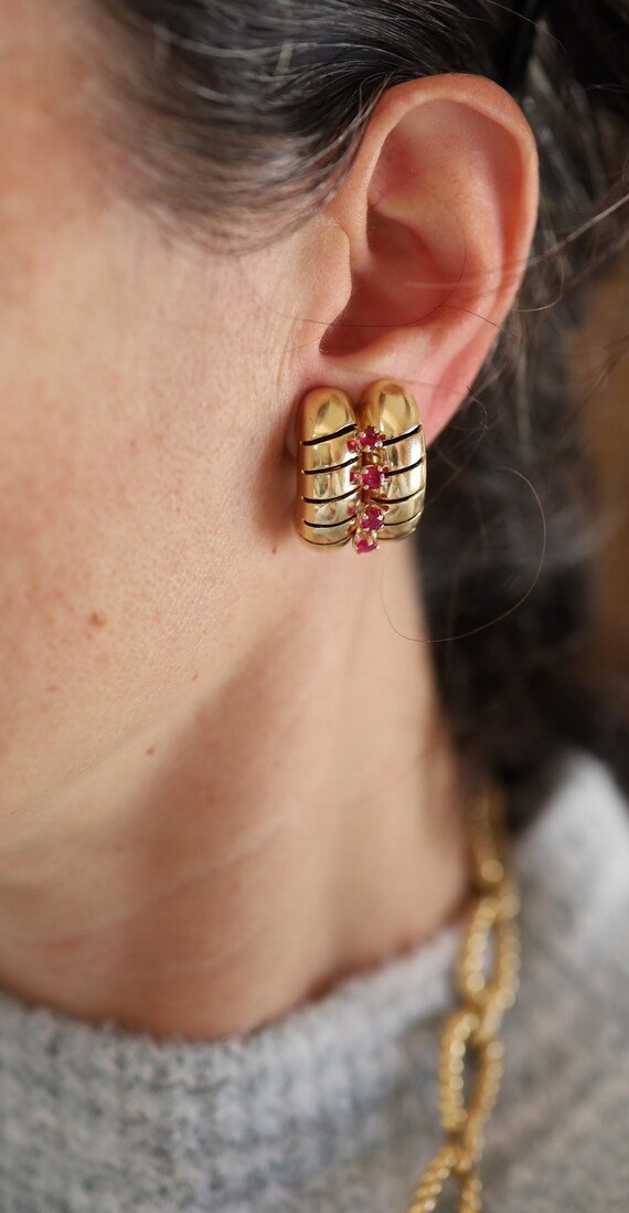 Tiffany & Co. Retro Ruby Clip On Earrings - DK435 - image 2