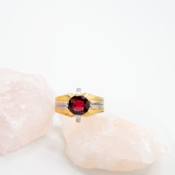Men's Retro Ring in Platinum & 18k Yellow Gold Rho