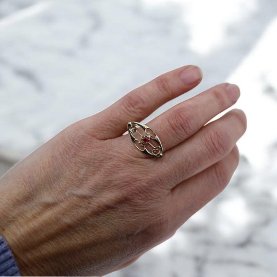 Art Nouveau Ruby Ring Conversion - image 2