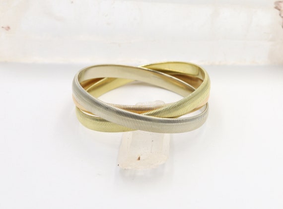 14K Tri-Color Gold Trinity Rolling Bangle Bracele… - image 3