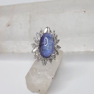 12.97 ct No Heat Ceylon Sapphire in Platinum and Diamond Ballerina Ring