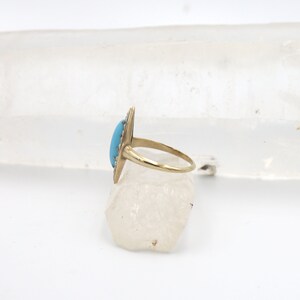 Victorian Turquoise and Pearl Navette Ring in 14k Yellow Gold JL877 image 3