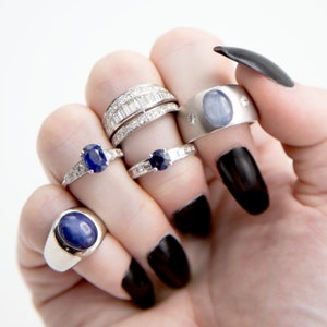 Men's Sapphire Ring Natural Cabochon Sapphire & Diamonds JL386 image 3
