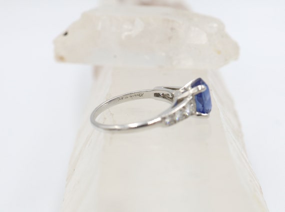 Sapphire and Diamond Ring in Platinum Sapphire an… - image 6