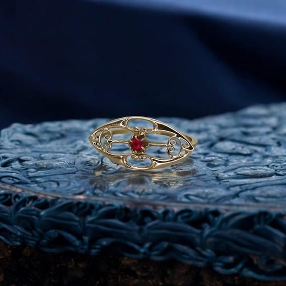 Art Nouveau Ruby Ring Conversion - image 1