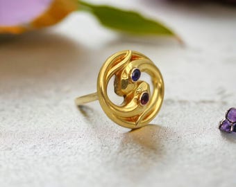 Art Nouveau Snake Ring in 18k Gold Size 6 - DK417