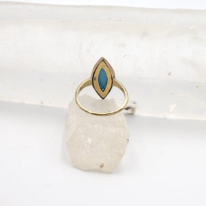 Victorian Turquoise and Pearl Navette Ring in 14k Yellow Gold JL877 image 5