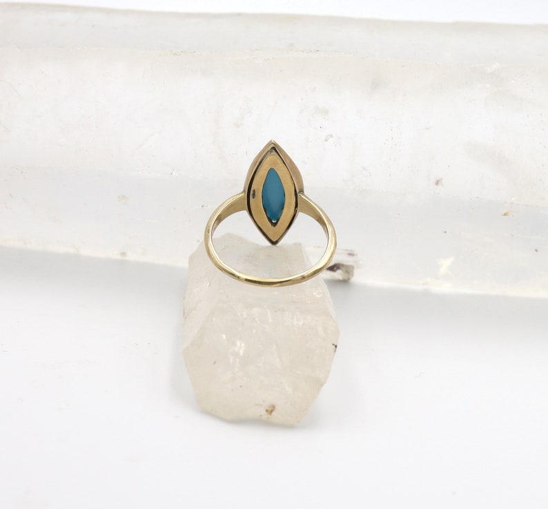 Victorian Turquoise and Pearl Navette Ring in 14k Yellow Gold JL877 image 5