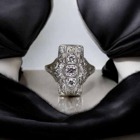 Art Deco Diamond Dinner Ring - image 1