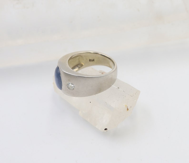 Men's Sapphire Ring Natural Cabochon Sapphire & Diamonds JL386 image 6
