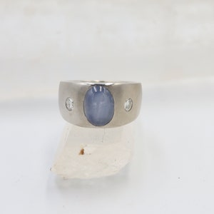 Men's Sapphire Ring Natural Cabochon Sapphire & Diamonds JL386 image 4