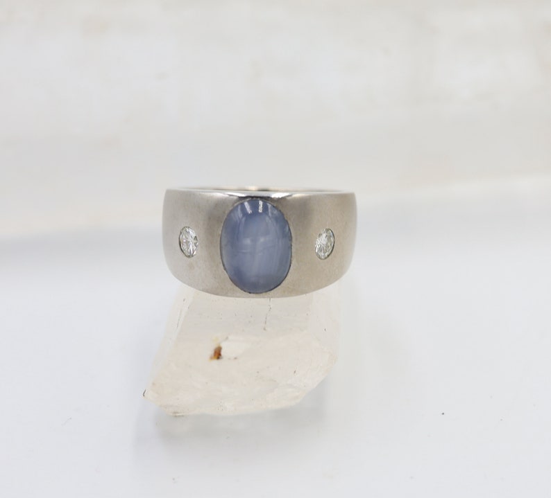 Men's Sapphire Ring Natural Cabochon Sapphire & Diamonds JL386 image 4