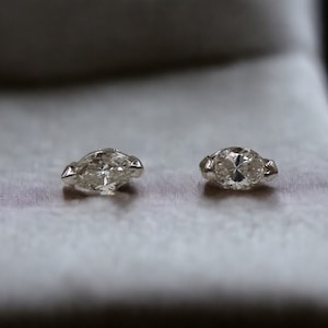 Diamond Studs set with Marquise Cut Diamonds in 14k White Gold 0.46 cts - JL1716