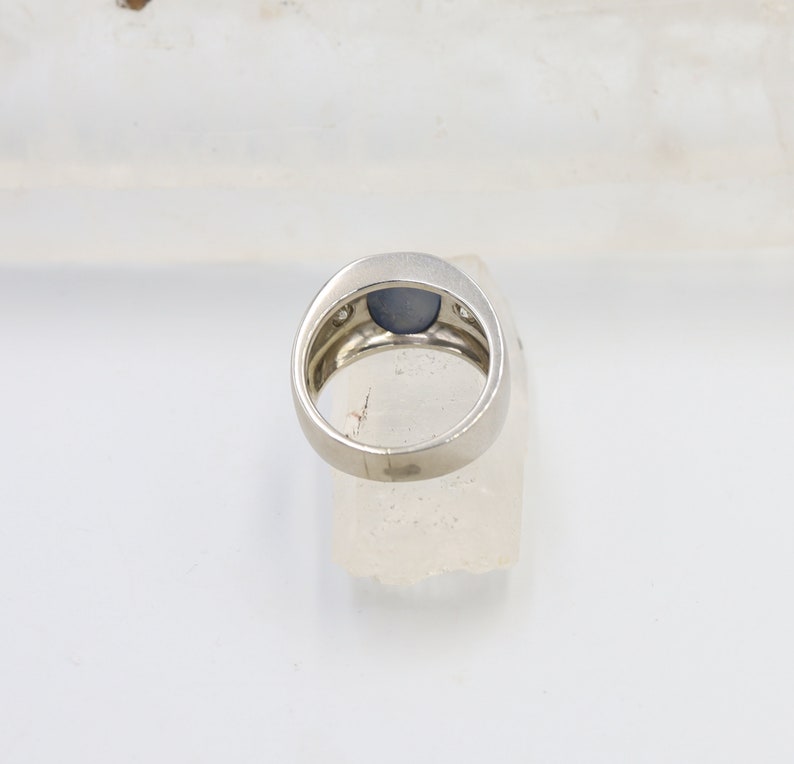 Men's Sapphire Ring Natural Cabochon Sapphire & Diamonds JL386 image 8
