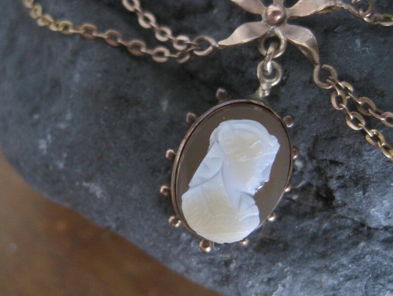 Cameo Necklace Victorian Festoon Necklace in 9k Yellow Gold Etsy