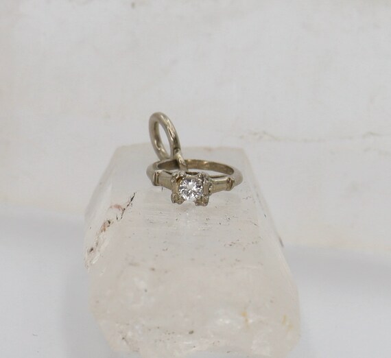 Vintage Diamond Engagement Ring Charm / Solitaire… - image 9