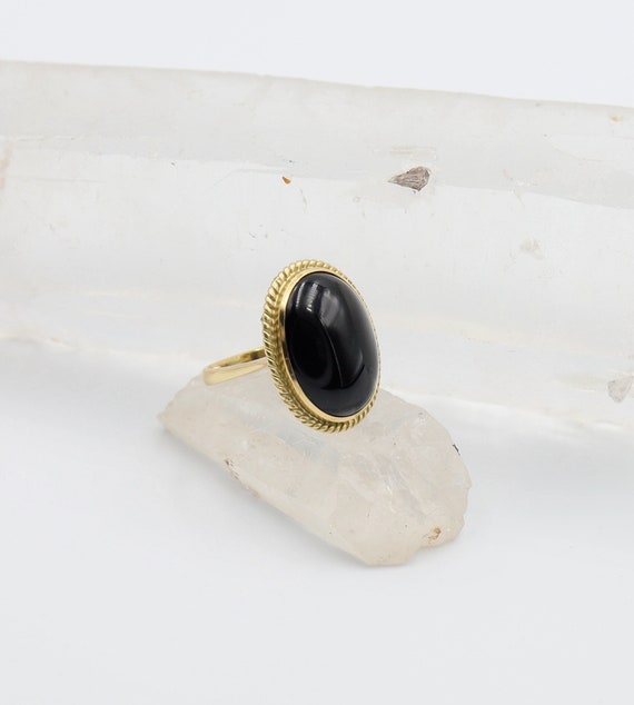 Vintage Onyx Ring in 14k Gold / Mid Century Ring /