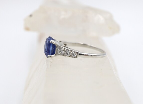 Sapphire and Diamond Ring in Platinum Sapphire an… - image 3