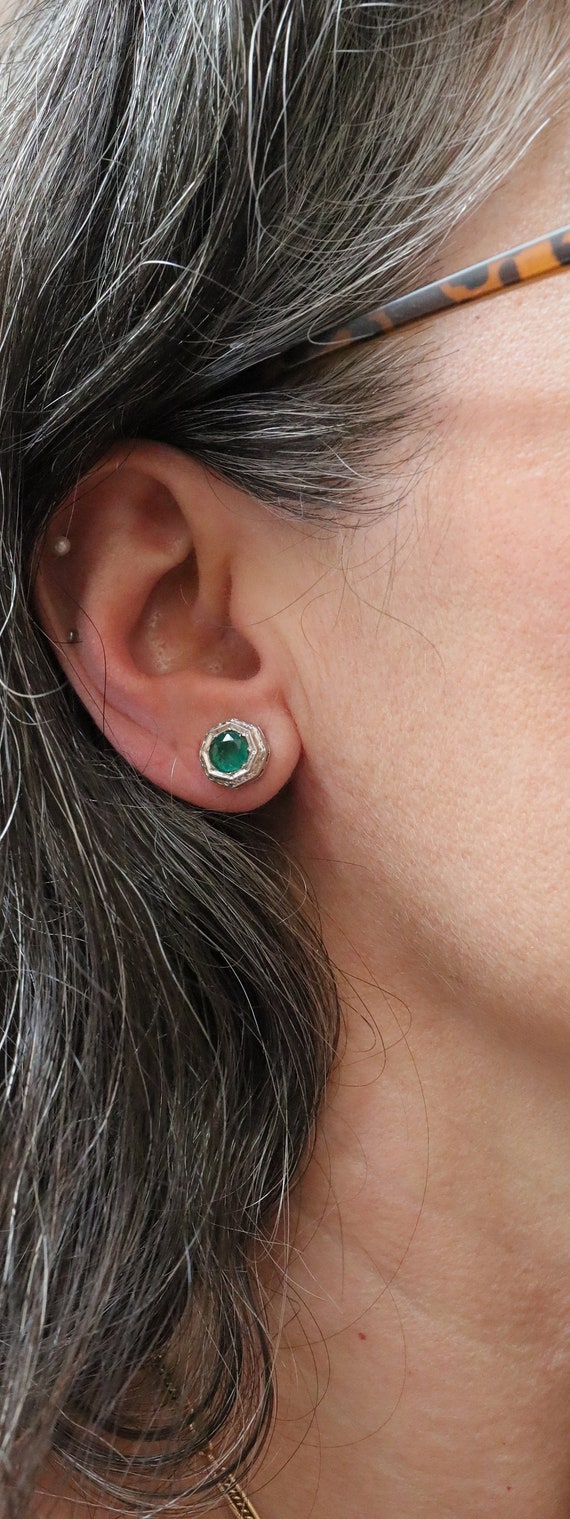 Vintage Emerald Studs 1.00 ct Total Weight in 14k… - image 2