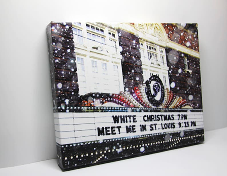 White Christmas Movie Theatre Sign Retro Movie Theater Sign Photography Art Print 16 x 20 Canvas Wrap Movie Marquee Vintage Movie Sign