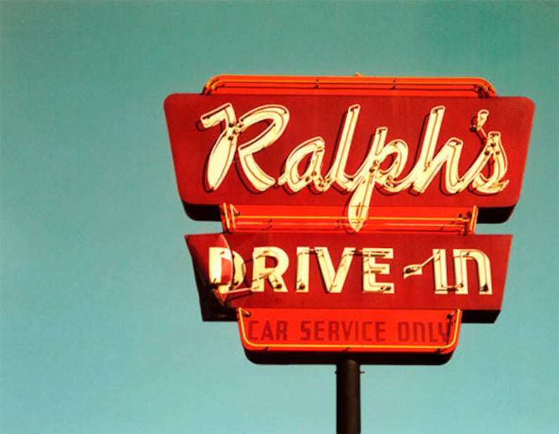 Retro Drive In Sign Retro Drive-in Restaurant Sign Photography Art Print, Vintage ...