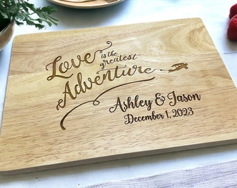 Personalized cutting board Airplane Skywriting Love is the Greatest Adventure