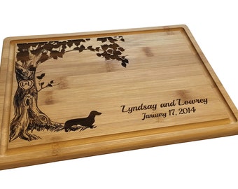 Personalized Cutting Board Dachshund Doxie Weenie Dog Dotson Datsun Dachie Daschie Wedding Gift Engagement Anniversary New Home Gift