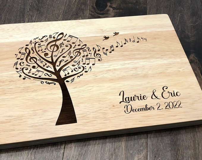 Music Note Cutting Board, Personalized Engraved Tree Cutting Board, Music Note Decor, Music Teacher Gift, Music Lovers Gift, Musician Gift