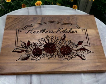 Personalized Sunflower Cutting Board Kitchen Decor