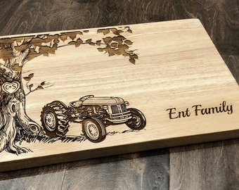 Tractor Personalized Cutting Board Gift for Farmer Country Kitchen