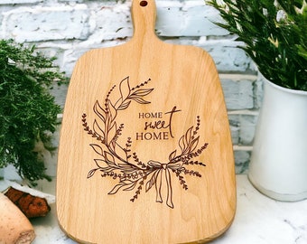 Personalized Cutting Board with Floral Wreath
