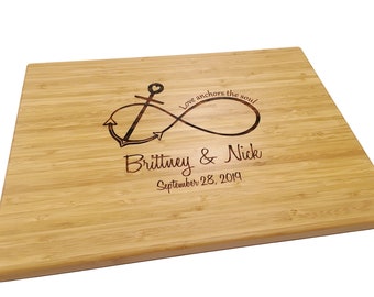 Personalized Cutting Board Infinity Anchor Anniversary or Wedding Gift Charcuterie Board