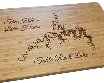 Personalized Cutting Board Table Rock Lake Branson Missouri Custom Cheese Board, Wedding Gift, Retirement, Anniversary, New Home Gift