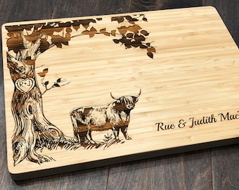 Highland Cow Personalized Cutting Board Dairy Farm