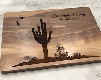 Saguaro Cactus Personalized Cutting Board Arizona Desert, Cactus, Arizona, New Mexico, Wedding Gift, Bridal Shower, New Home Gift