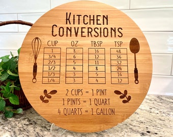 Cutting Board with Kitchen Measurement Conversions Kitchen Decor