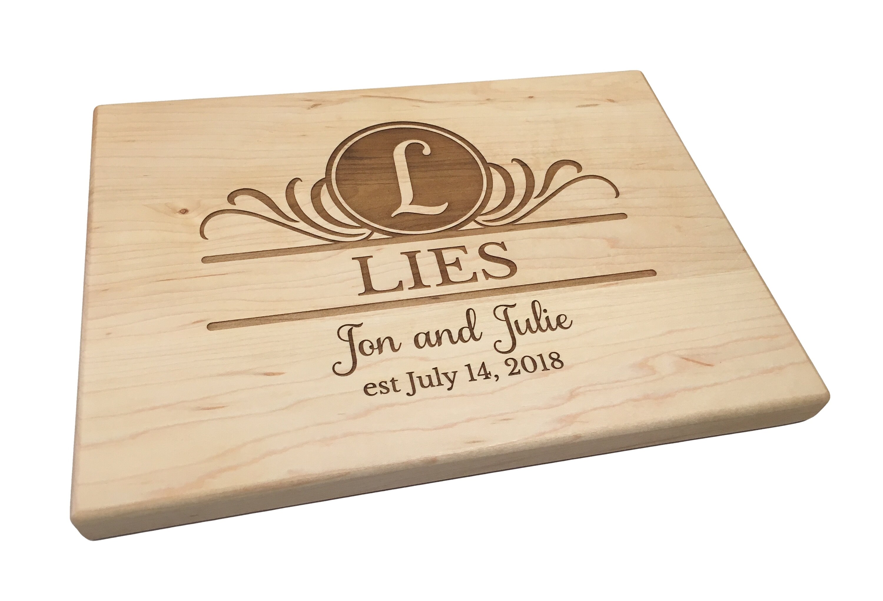Home Decor Monogram Kitchen Decor Butcher Block Rustic Home Decor Engraved Cutting Board Wedding Gift Personalized Wood Cutting Board