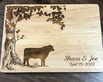 Personalized Cutting Board with Dairy Cow or Steer