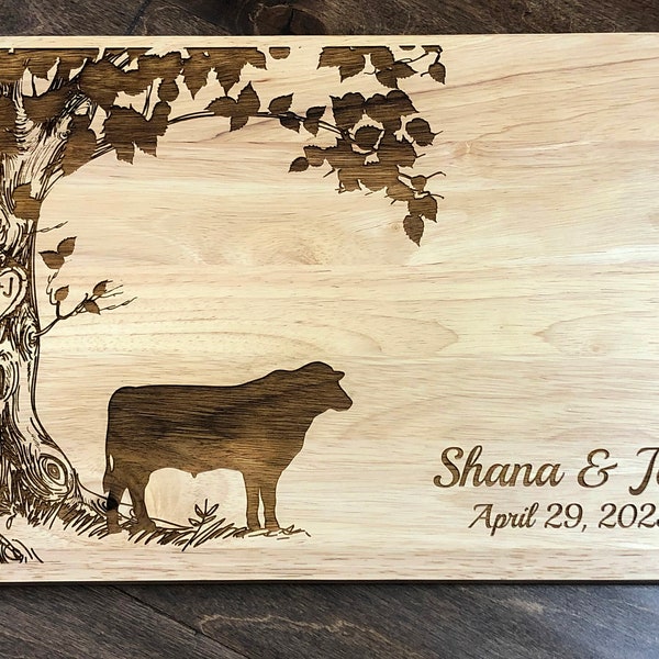 Personalized Cutting Board with Dairy Cow or Steer