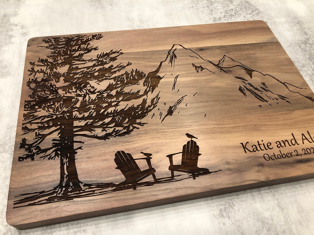 Personalized Cutting Board Custom Wedding Gift Pine Tree With image