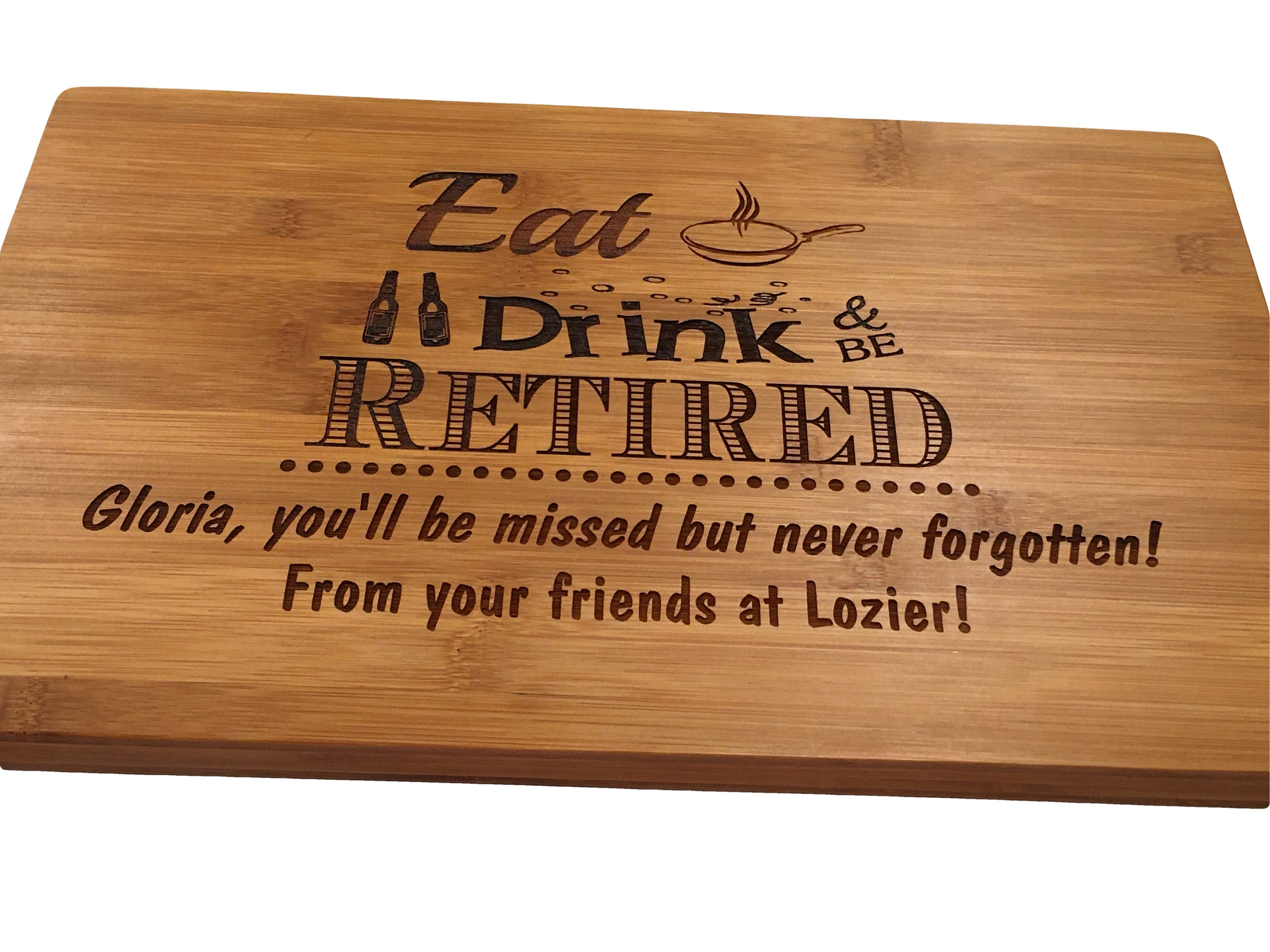 Personalized Cutting Board Eat Drink and be Retired Wooden Etsy