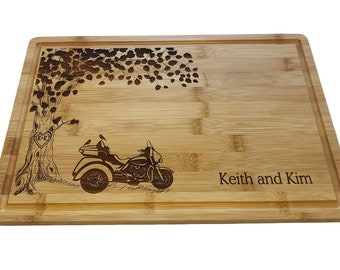 Three wheel touring motorcycle personalized cutting board Tri Motorcycle